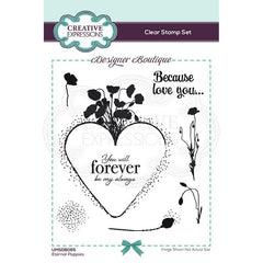 Creative Expressions Designer Boutique Collection Eternal Poppies A6 Clear Stamp Set-1