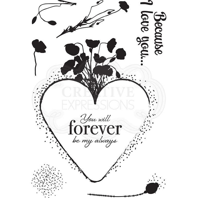 Creative Expressions Designer Boutique Collection Eternal Poppies A6 Clear Stamp Set-4