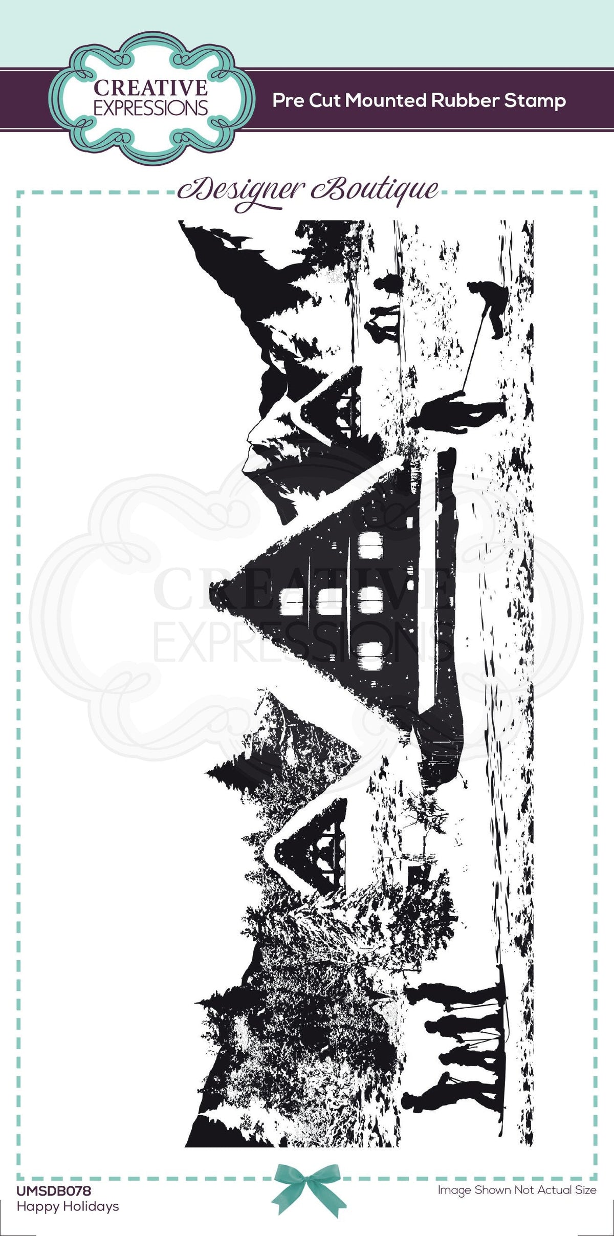Creative Expressions Designer Boutique Collection Happy Holidays DL Pre Cut Rubber Stamp-1