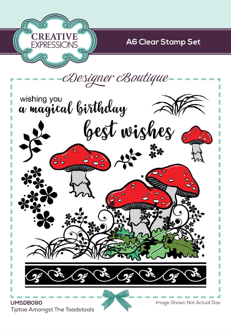 Creative Expressions Designer Boutique Woodland Walk Collection Tiptoe Amongst The Toadstools A6 Clear Stamp Set-1