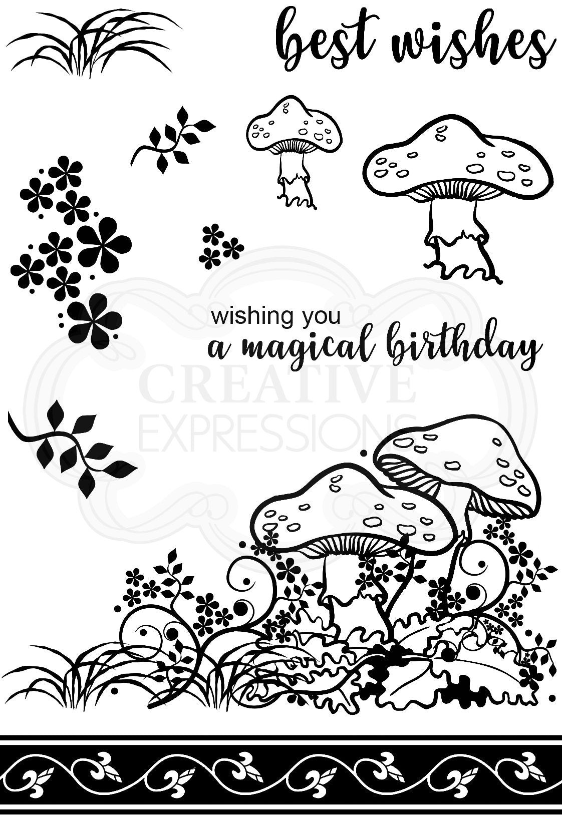 Creative Expressions Designer Boutique Woodland Walk Collection Tiptoe Amongst The Toadstools A6 Clear Stamp Set-5