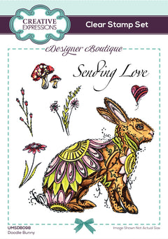 Creative Expressions Designer Boutique Doodle Bunny 6 in x 4 in Clear Stamp Set-1