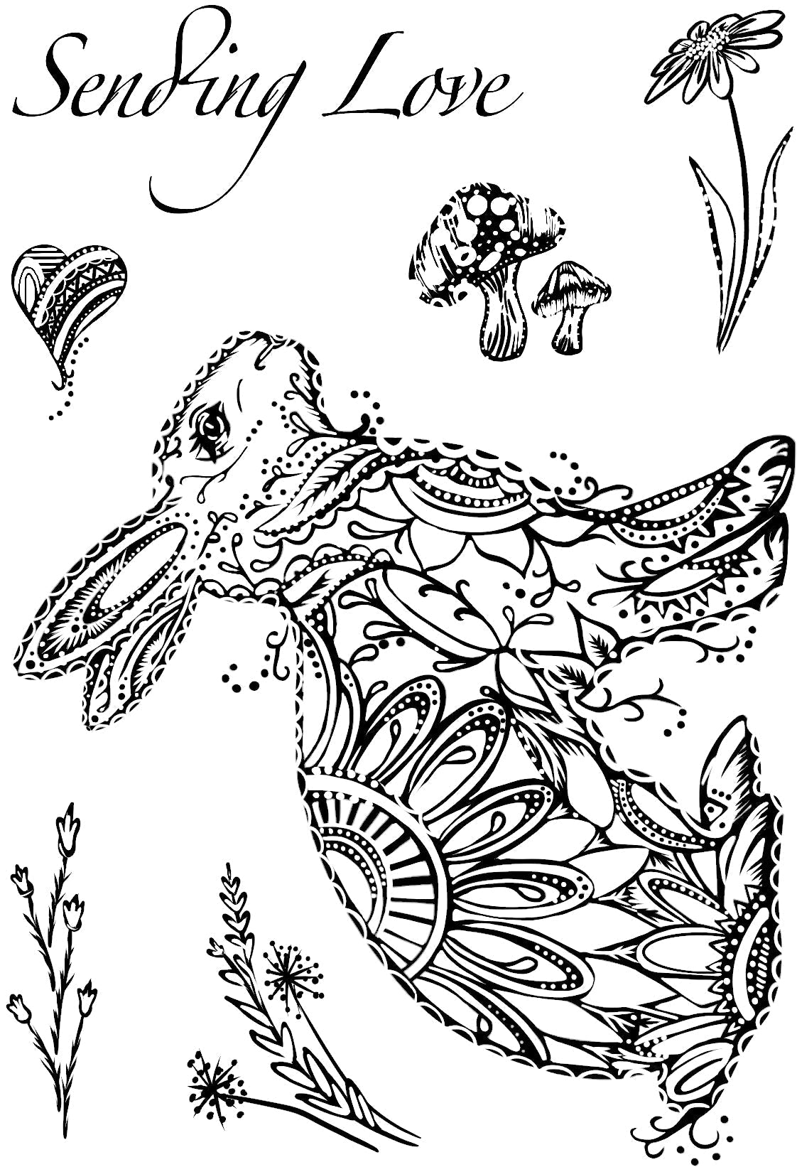 Creative Expressions Designer Boutique Doodle Bunny 6 in x 4 in Clear Stamp Set-3
