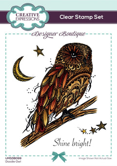Creative Expressions Designer Boutique Doodle Owl 6 in x 4 in Clear Stamp Set-1