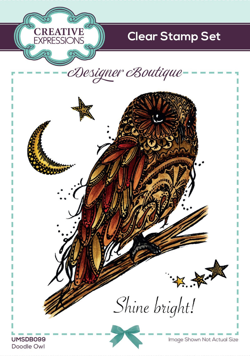 Creative Expressions Designer Boutique Doodle Owl 6 in x 4 in Clear Stamp Set-1