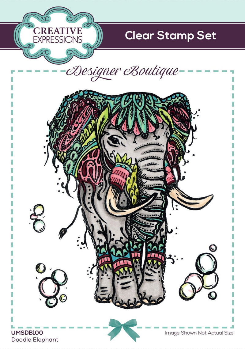 Creative Expressions Designer Boutique Doodle Elephant 6 in x 4 in Clear Stamp Set-1