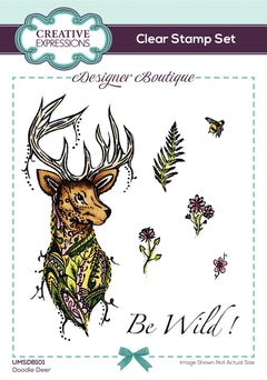 Creative Expressions Designer Boutique Doodle Deer 6 in x 4 in Clear Stamp Set-1