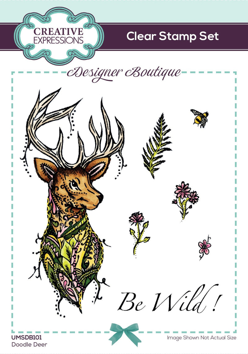 Creative Expressions Designer Boutique Doodle Deer 6 in x 4 in Clear Stamp Set-1