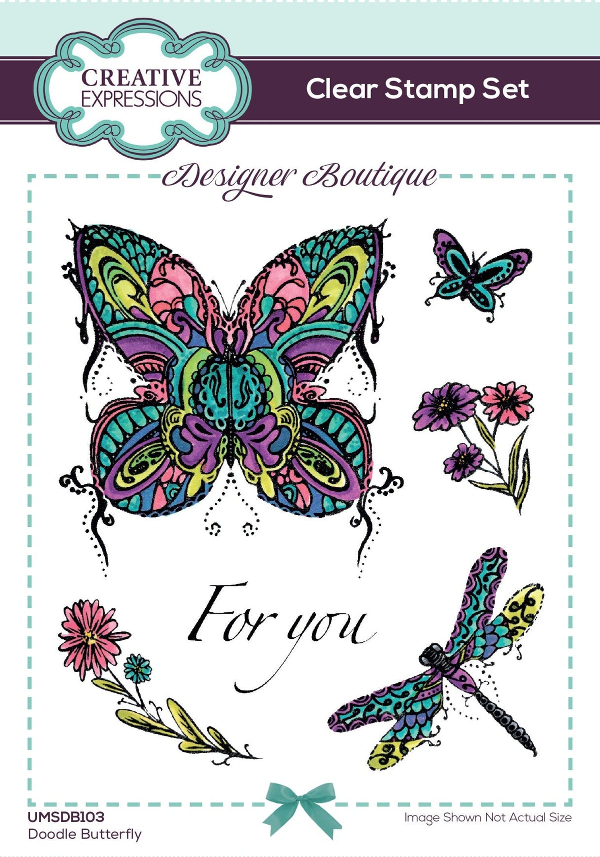 Creative Expressions Designer Boutique Doodle Butterfly 6 in x 4 in Clear Stamp Set-1