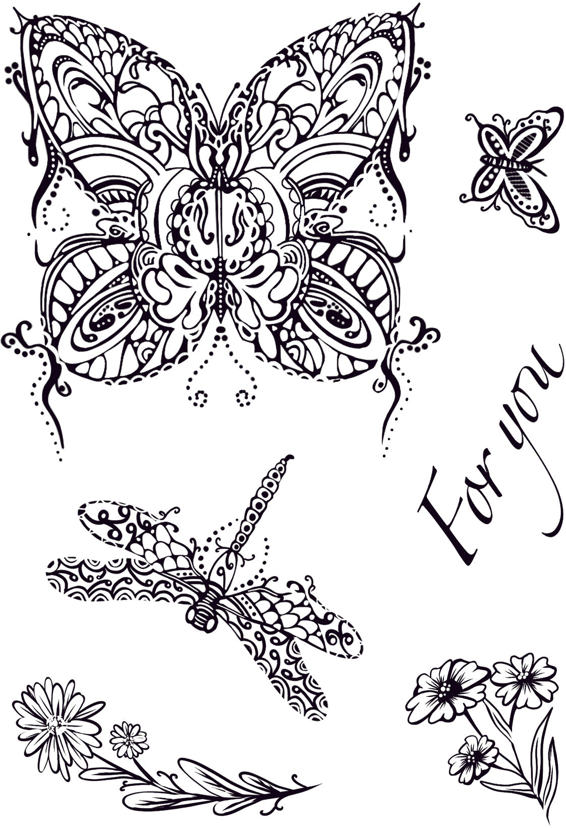 Creative Expressions Designer Boutique Doodle Butterfly 6 in x 4 in Clear Stamp Set-4