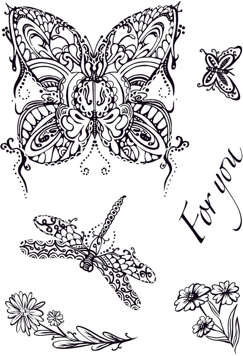 Creative Expressions Designer Boutique Doodle Butterfly 6 in x 4 in Clear Stamp Set-4