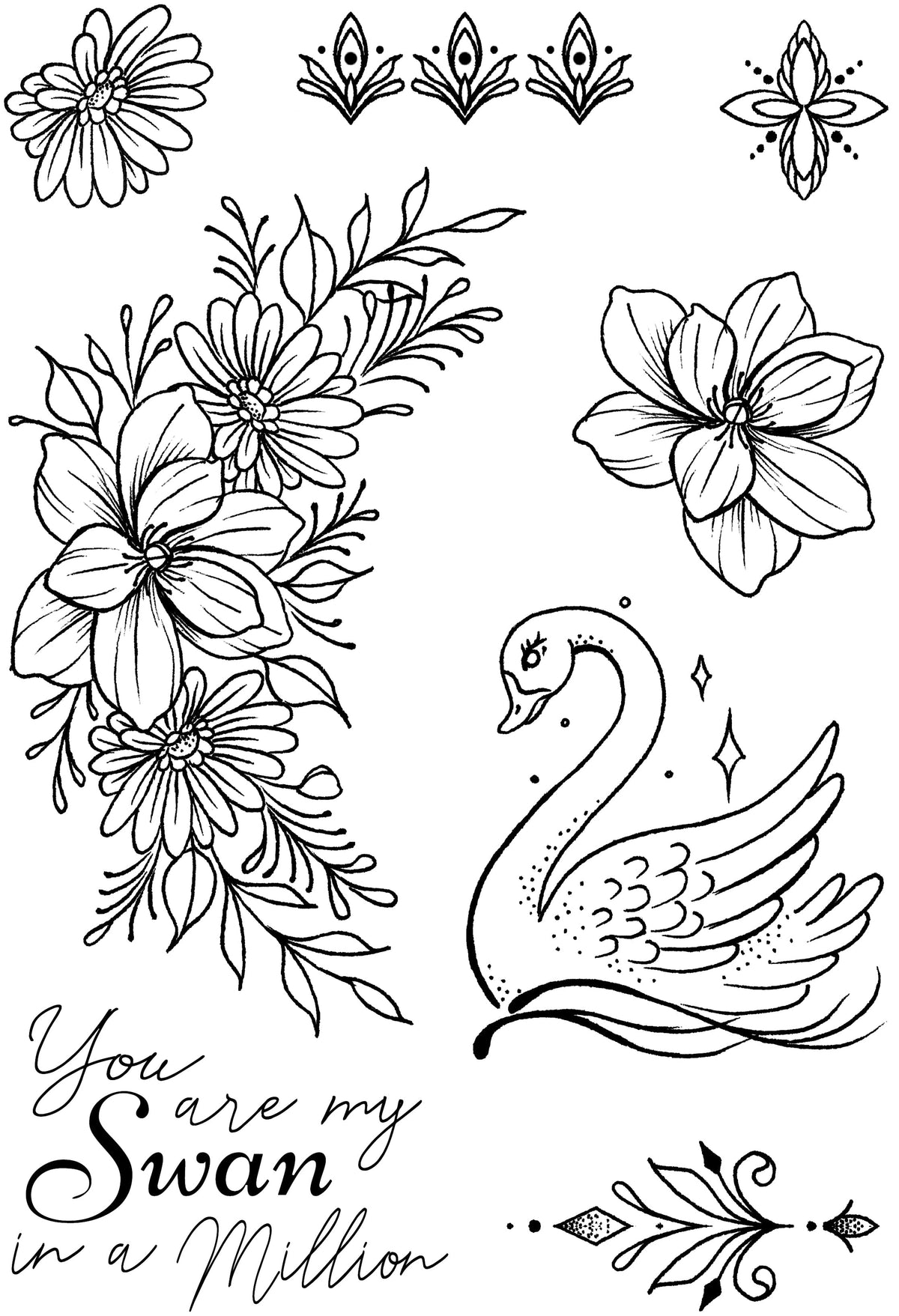 Creative Expressions Designer Boutique Swan In A Million 6 in x 4 in Stamp Set-6