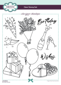 Creative Expressions Designer Boutique Birthday Wishes 6 in x 8 in Stamp Set-1