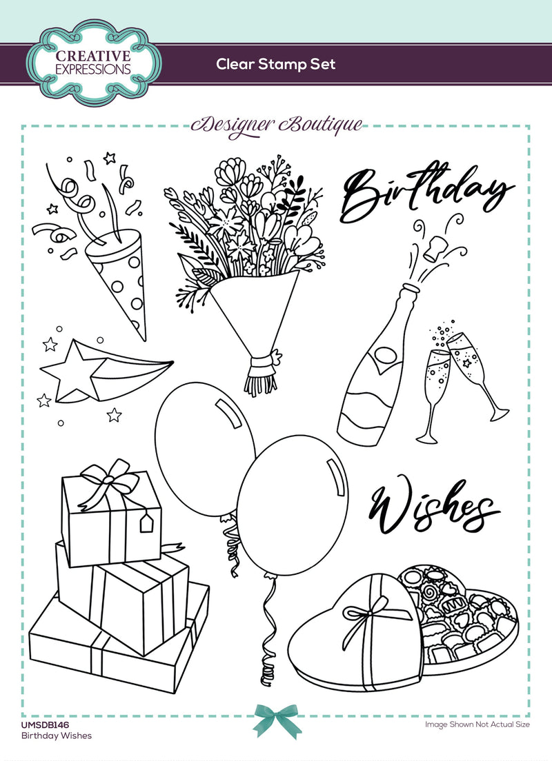 Creative Expressions Designer Boutique Birthday Wishes 6 in x 8 in Stamp Set-1