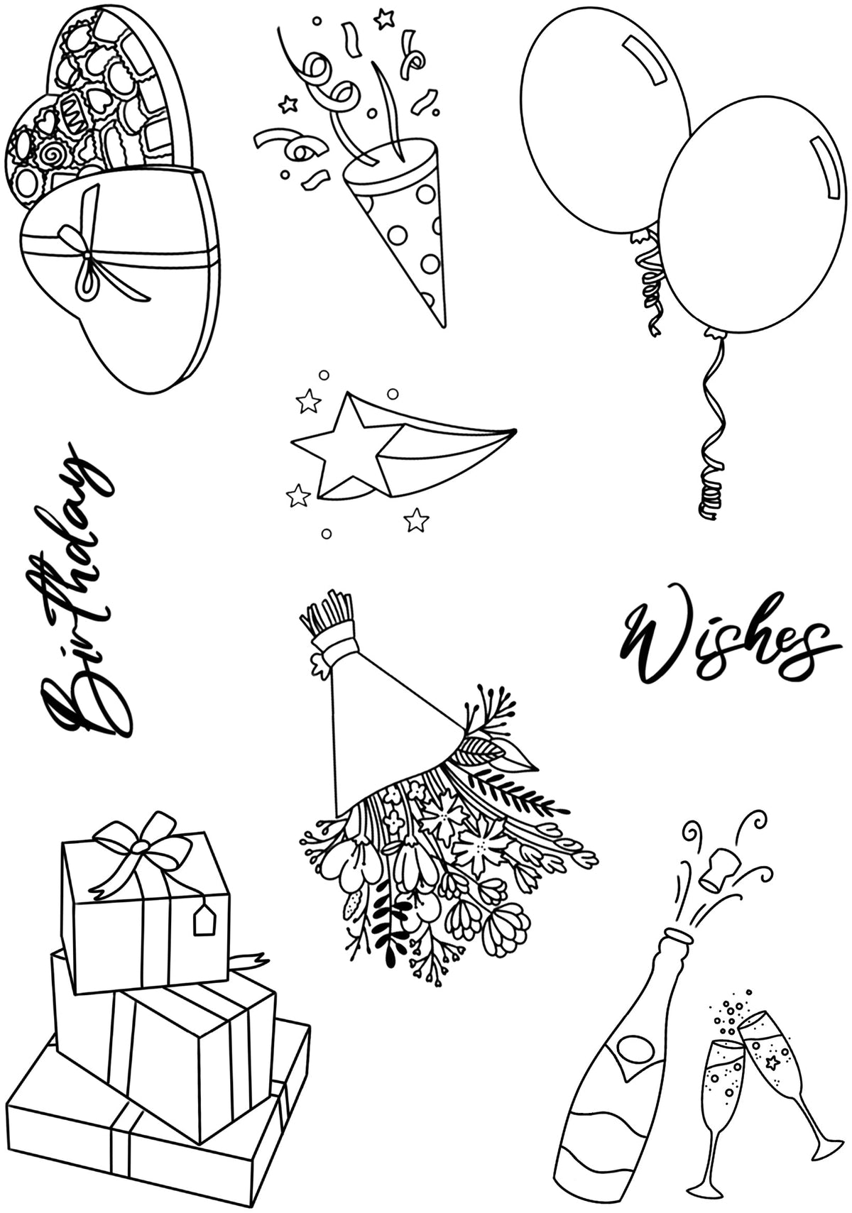 Creative Expressions Designer Boutique Birthday Wishes 6 in x 8 in Stamp Set-2