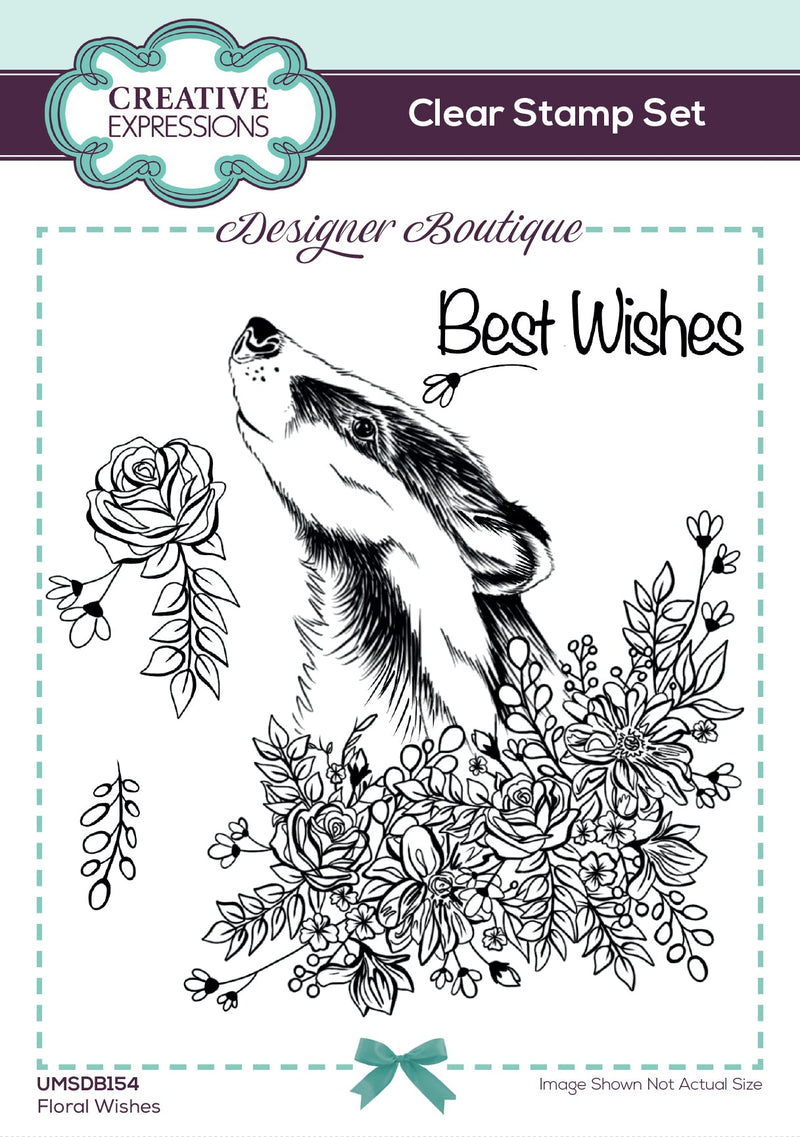 Creative Expressions Designer Boutique Floral Wishes 6 in x 4 in Stamp Set-1