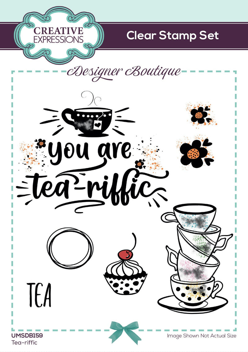 Creative Expressions Designer Boutique Tea-riffic 6 in x 4 in Stamp Set-1