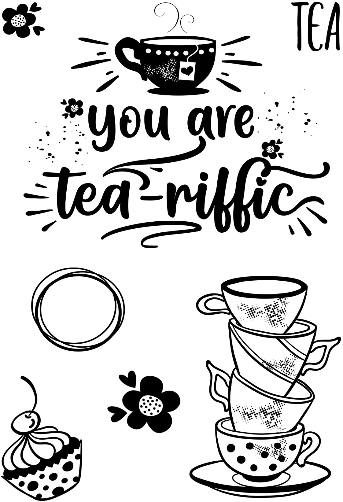 Creative Expressions Designer Boutique Tea-riffic 6 in x 4 in Stamp Set-2