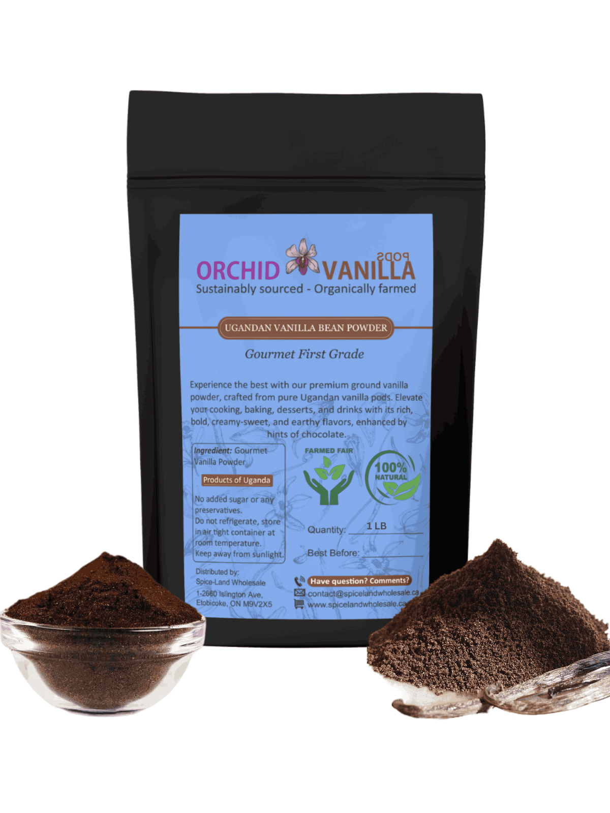 Ugandan Vanilla Bean Ground Powder Gourmet <br> First Grade<BR>-6