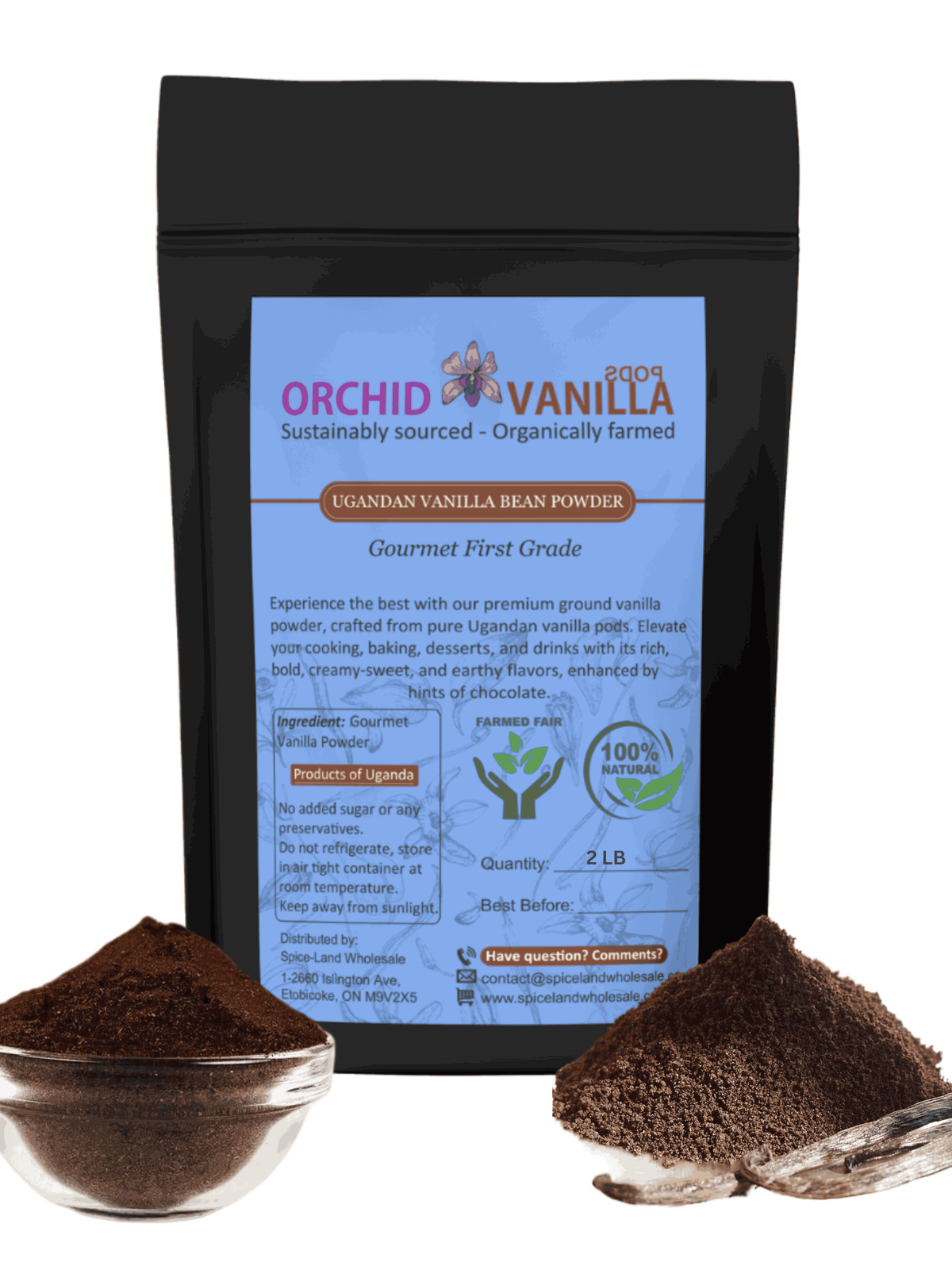 Ugandan Vanilla Bean Ground Powder Gourmet <br> First Grade<BR>-5