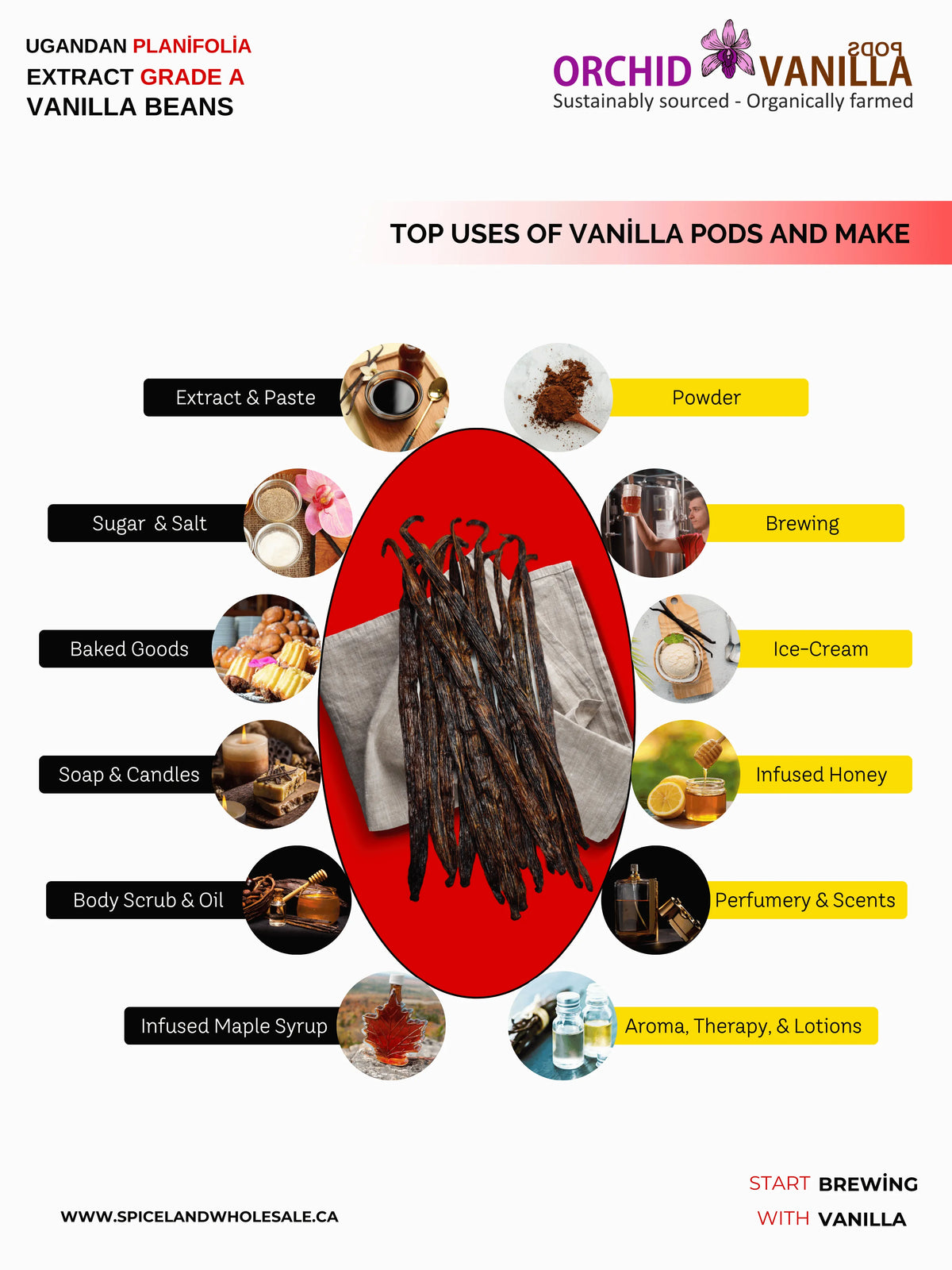 Ugandan Extract Vanilla Beans Grade-B <br>For Extract Making<BR>By Count-5