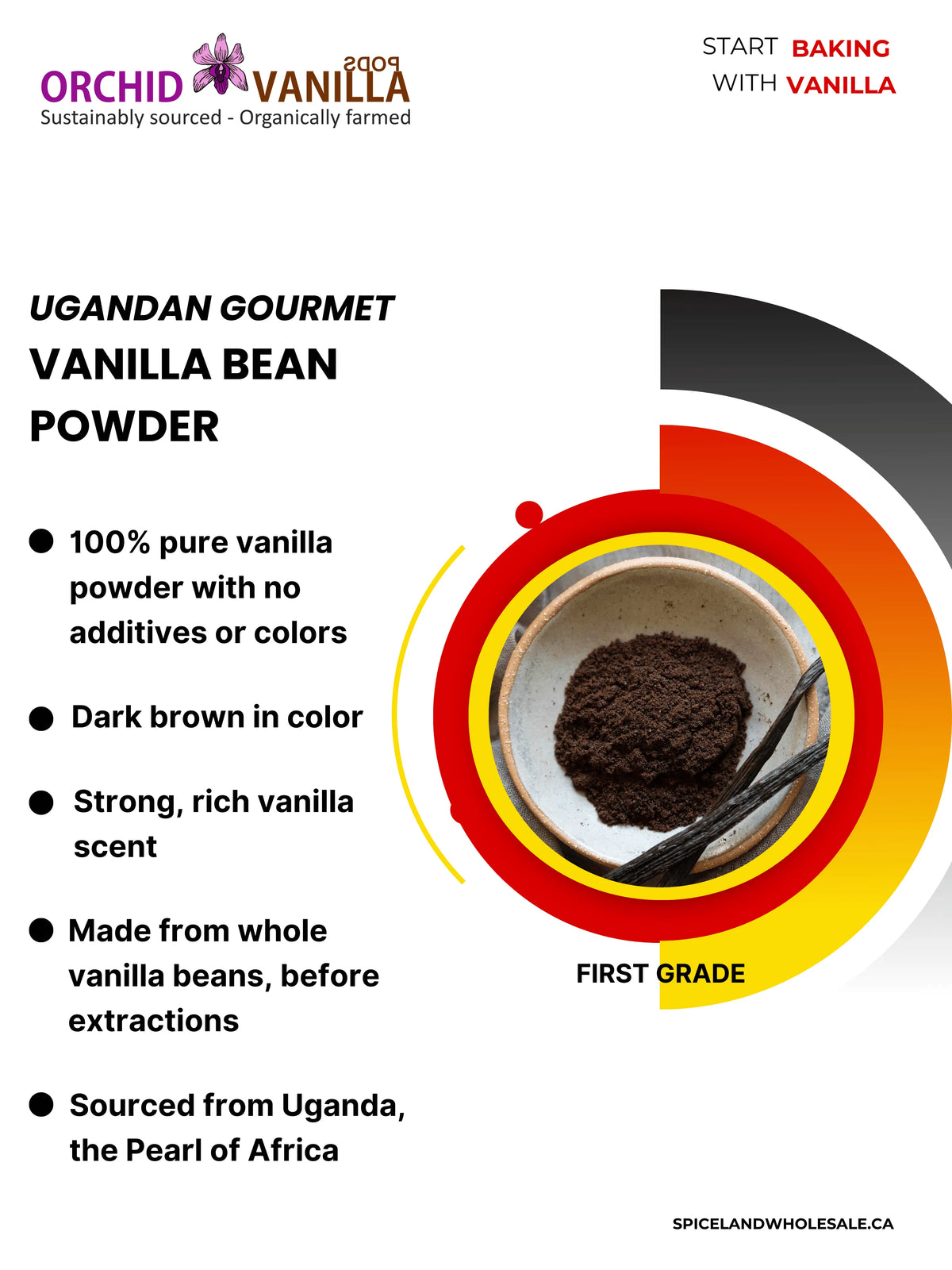 Ugandan Vanilla Bean Ground Powder Gourmet <br> First Grade<BR>-1