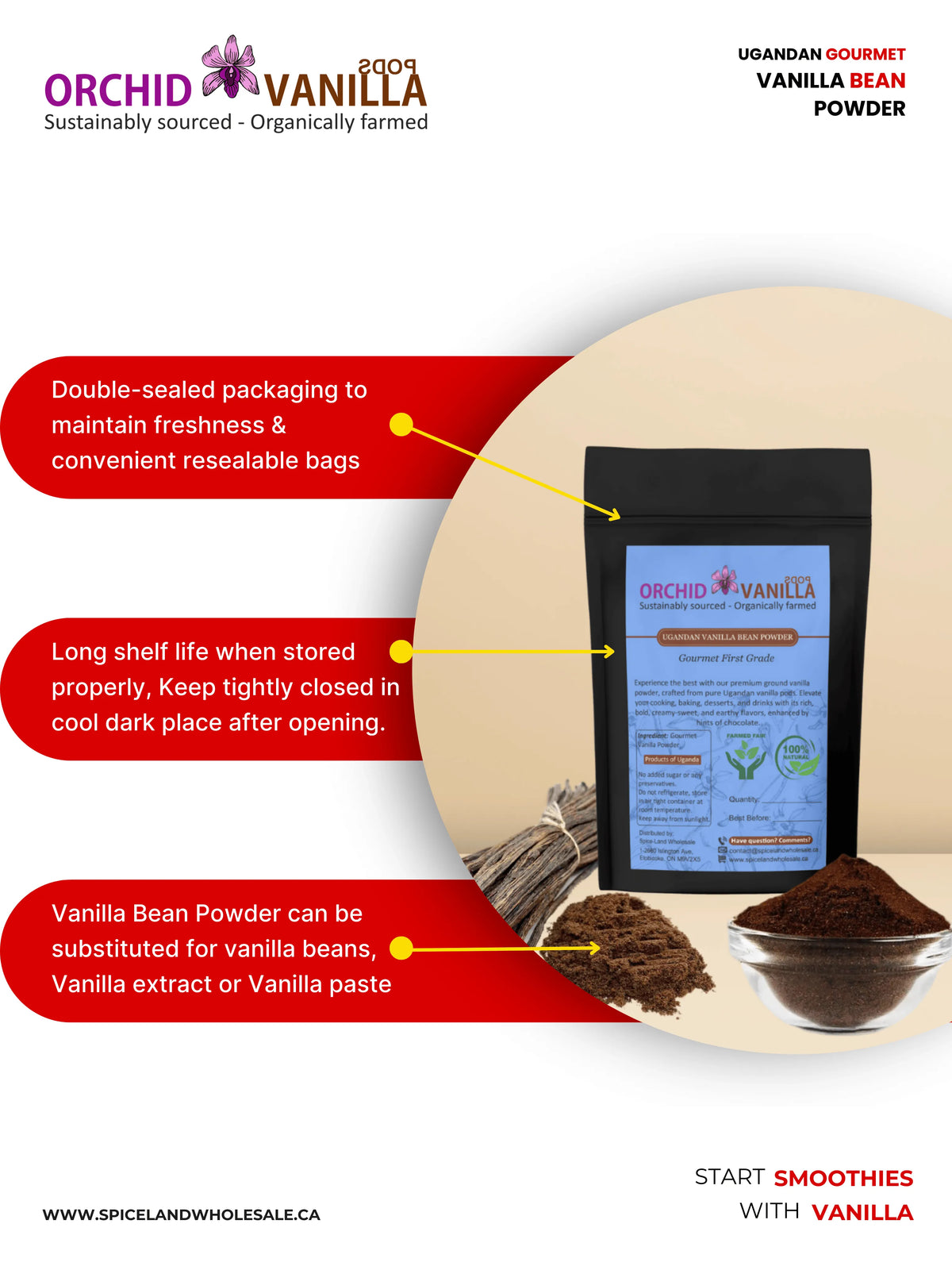 Ugandan Vanilla Bean Ground Powder Gourmet <br> First Grade<BR>-3
