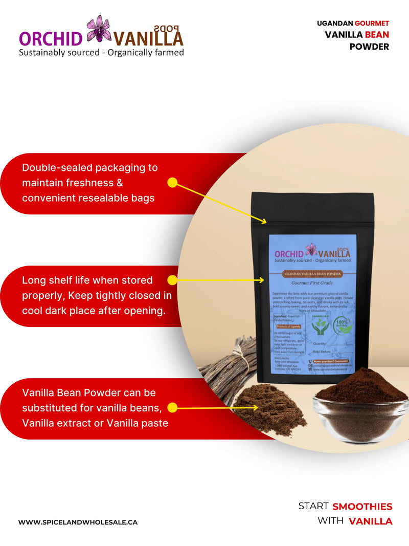 Ugandan Vanilla Bean Ground Powder Gourmet <br> First Grade<BR>-3