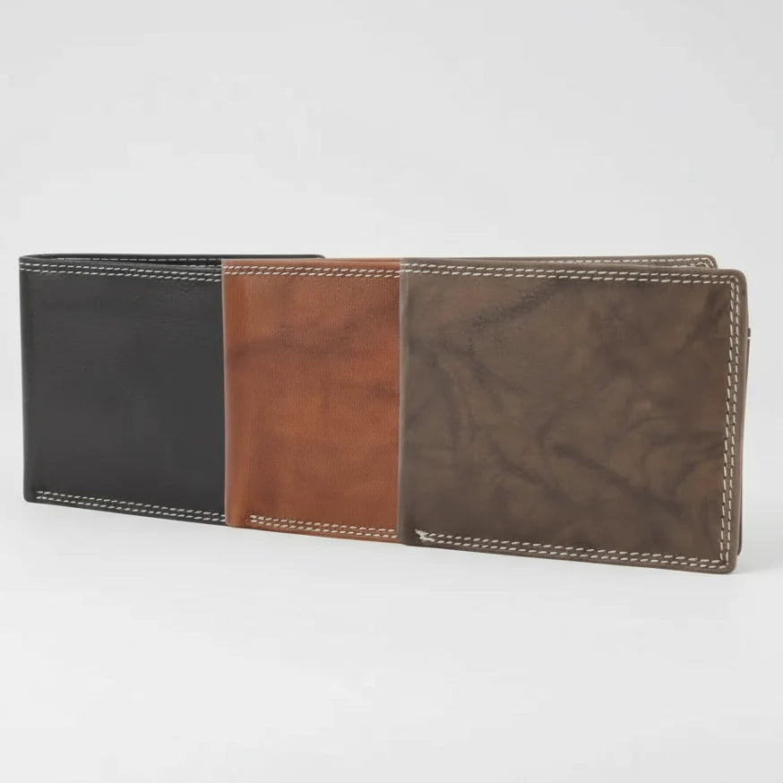 Men's Oil Pull Up Top Flap Bifold Wallet-1