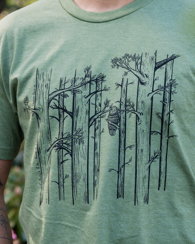SPRING TREES - Unisex Eco Tee - Heather Army Green-2