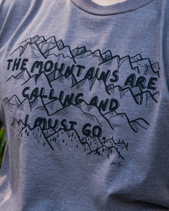 MOUNTAINS CALLING - Unisex Eco Tee - Heather Brown-2