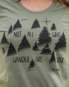 WANDER - Women's Eco Tee - Heather Army Green-2