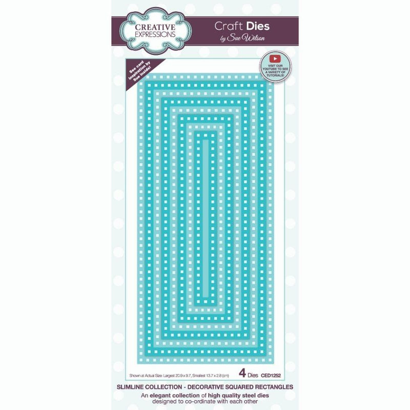 Sue Wilson Slimline Decorative Squared Rectangles Craft Die-1