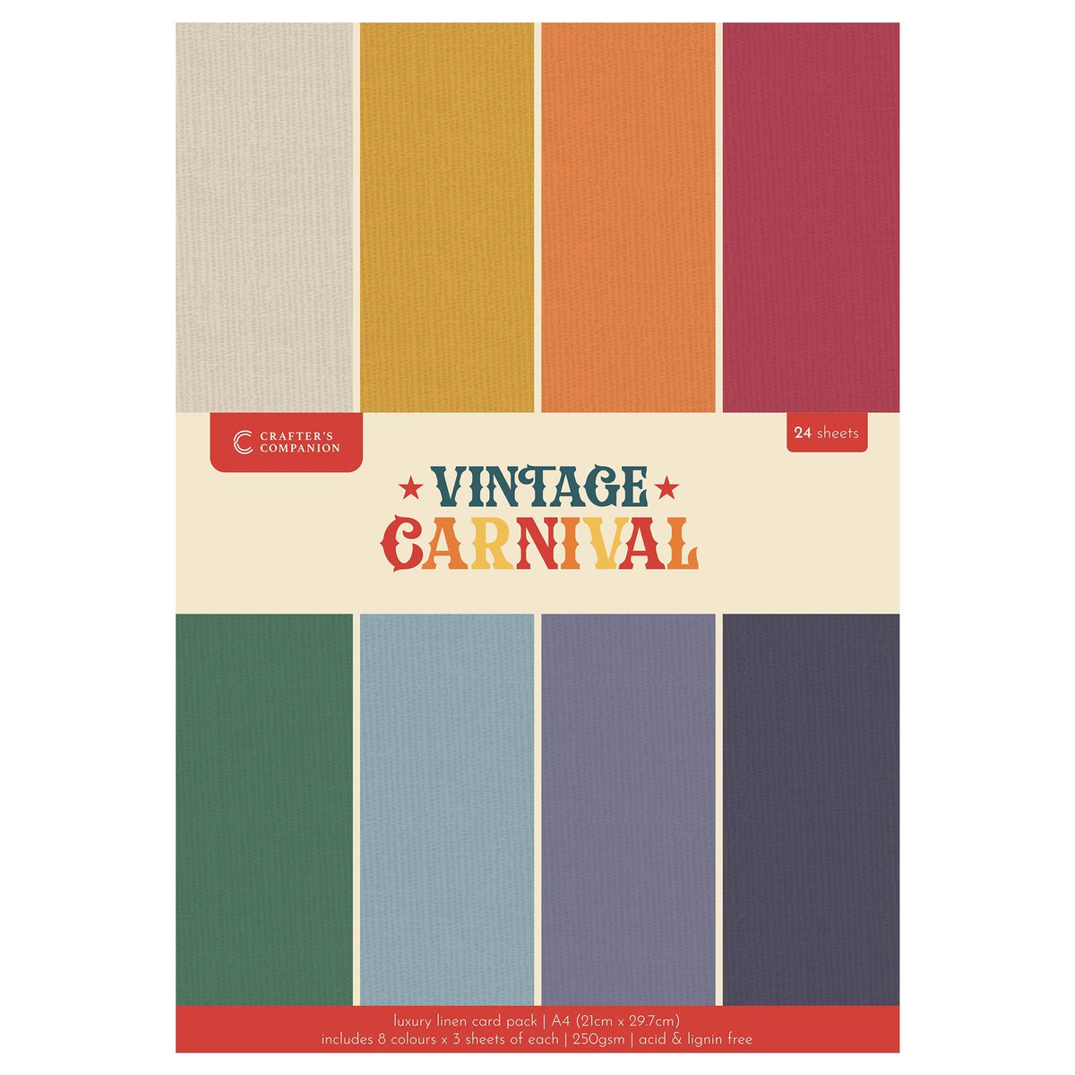 Cartulina de lino de lujo Vintage Carnival - A4