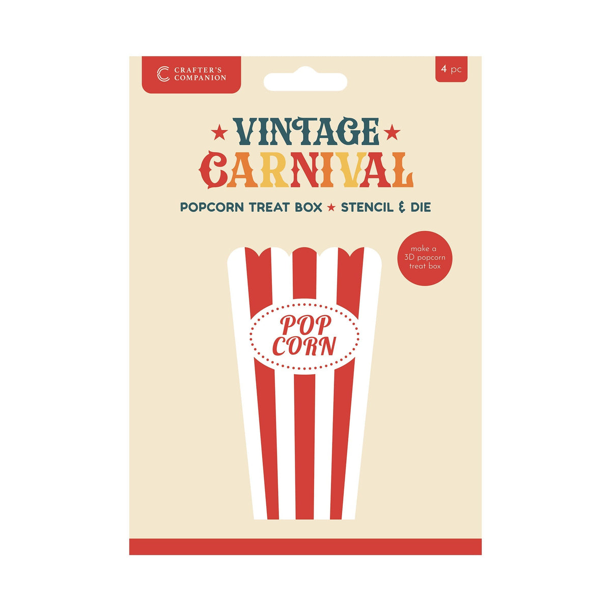 Set de pochoirs et de matrices Célébration rétro – Boîte à friandises en forme de pop-corn
