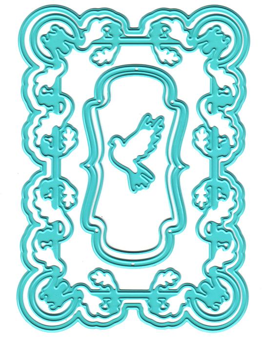Vintasia Dies - rectangle frame with a bird-1