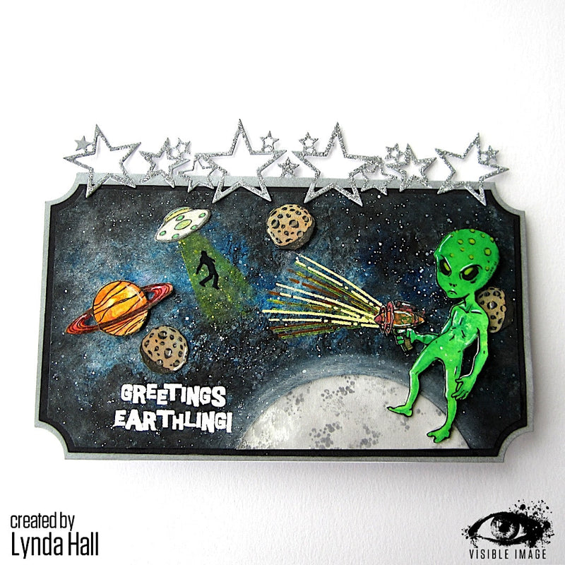 Visible Image Alien Invader - A6 Stamp Set-3
