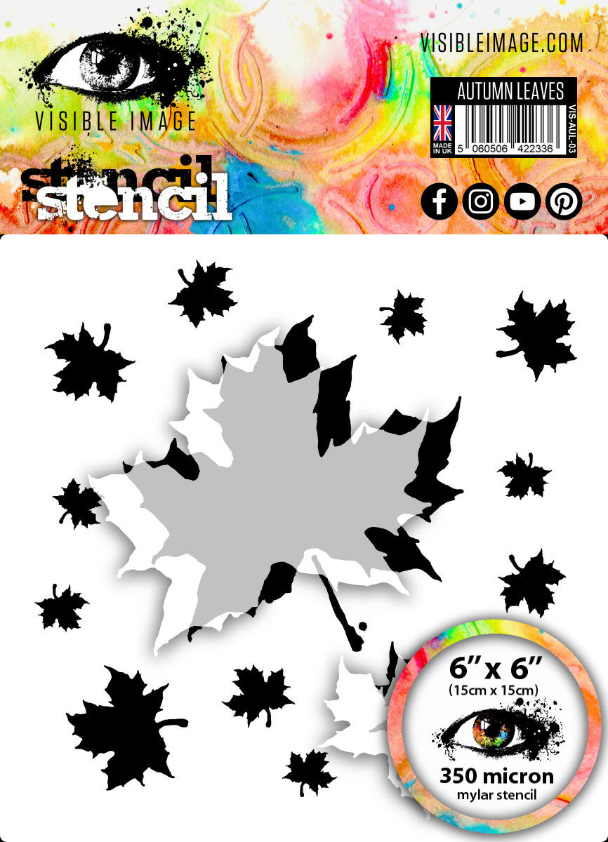 Visible Image Autumn Leaves Stencil - 6 x 6-1