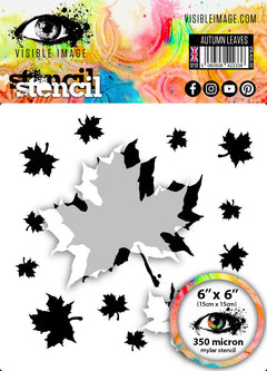 Visible Image Autumn Leaves Stencil - 6 x 6-1