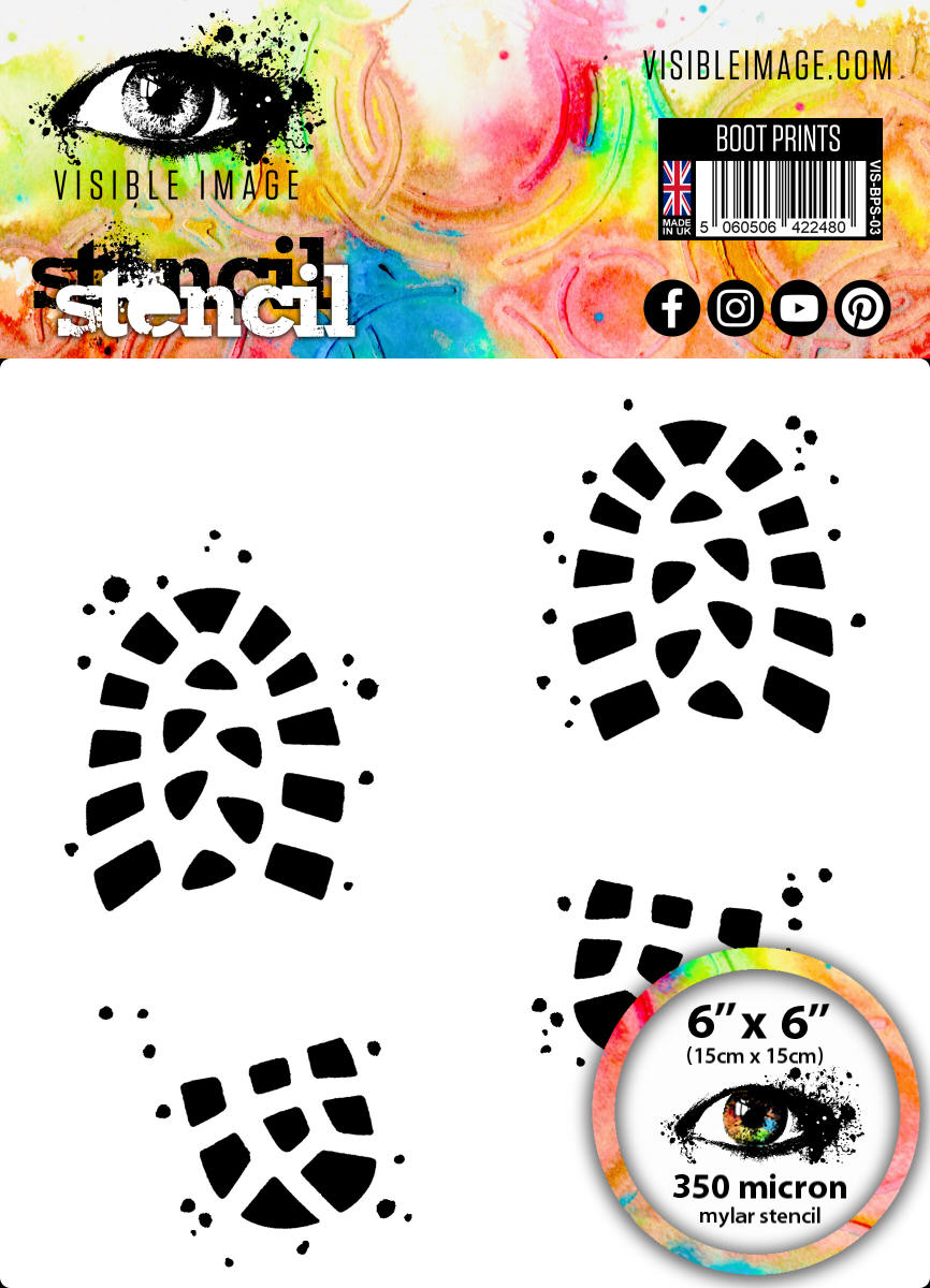Visible Image Boot Prints Stencil - 6 x 6-1