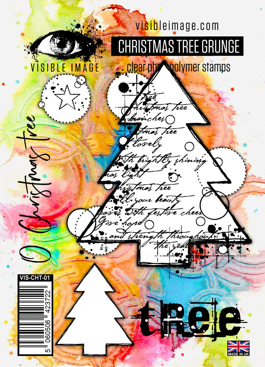 Visible Image Christmas Tree Grunge - A6 Stamp Set-1
