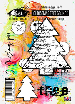 Visible Image Christmas Tree Grunge - A6 Stamp Set-1
