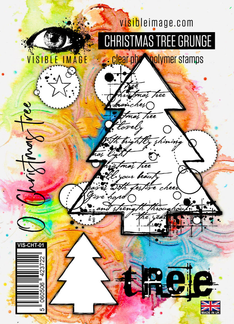 Visible Image Christmas Tree Grunge - A6 Stamp Set-1