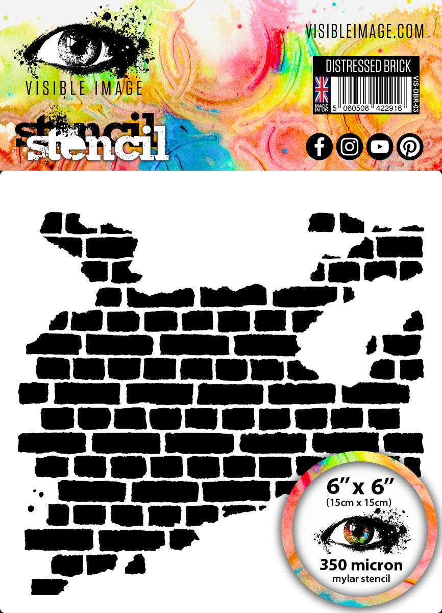 Visible Image Distressed Brick Stencil - 6 x 6-1