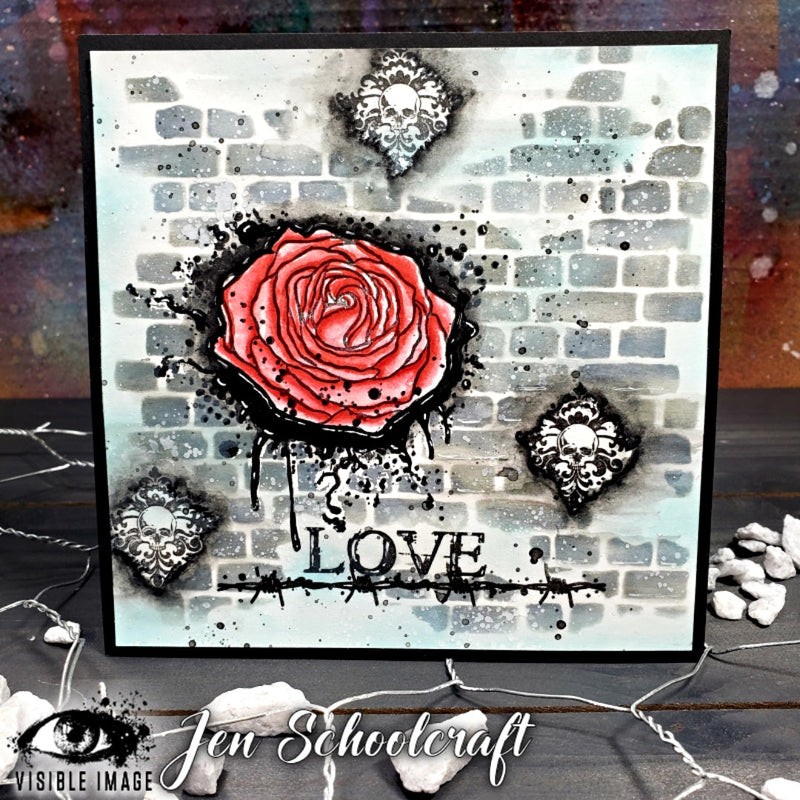 Visible Image Distressed Brick Stencil - 6 x 6-4