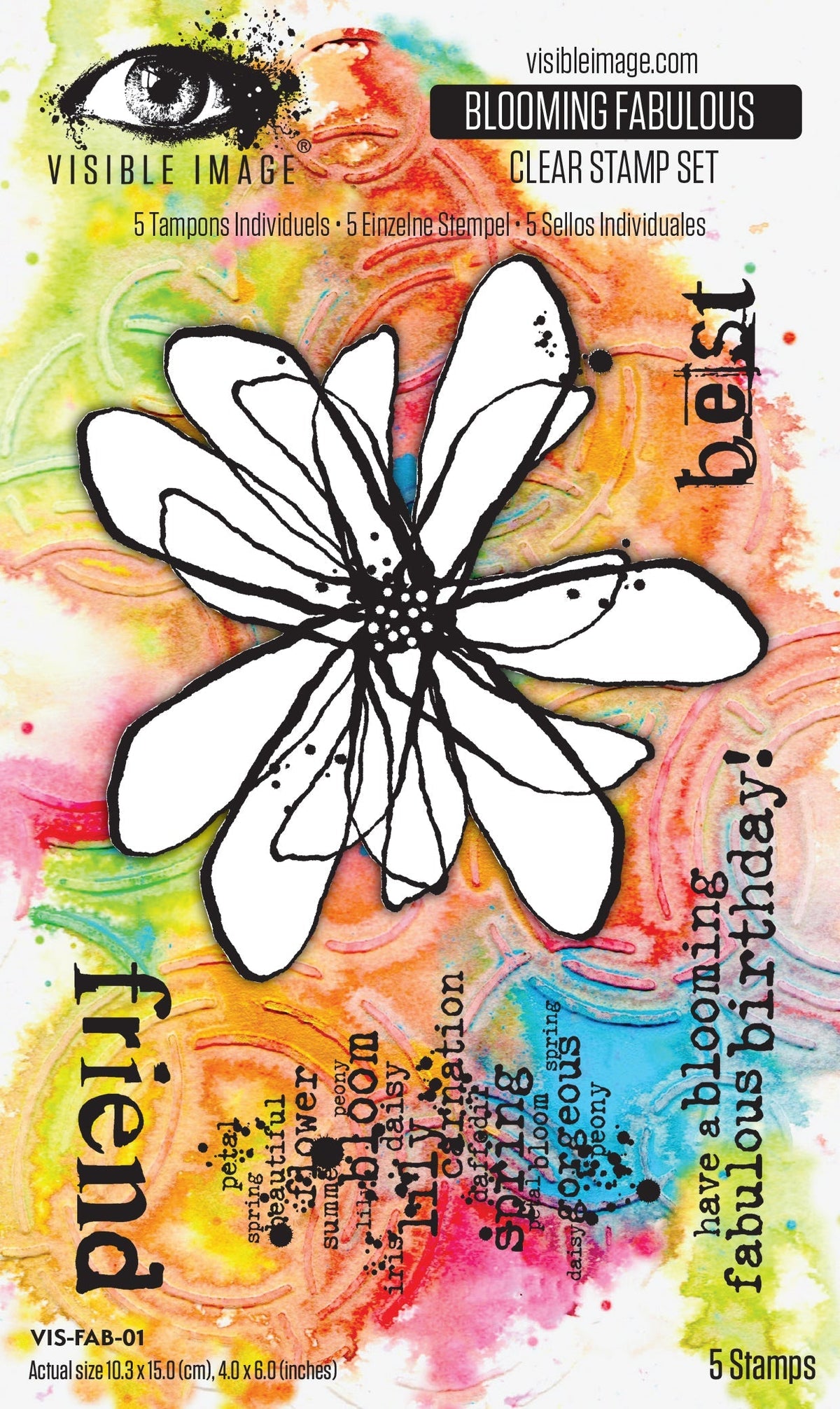 Visible Image Blooming Fabulous Lot de tampons 10 x 15 cm-1