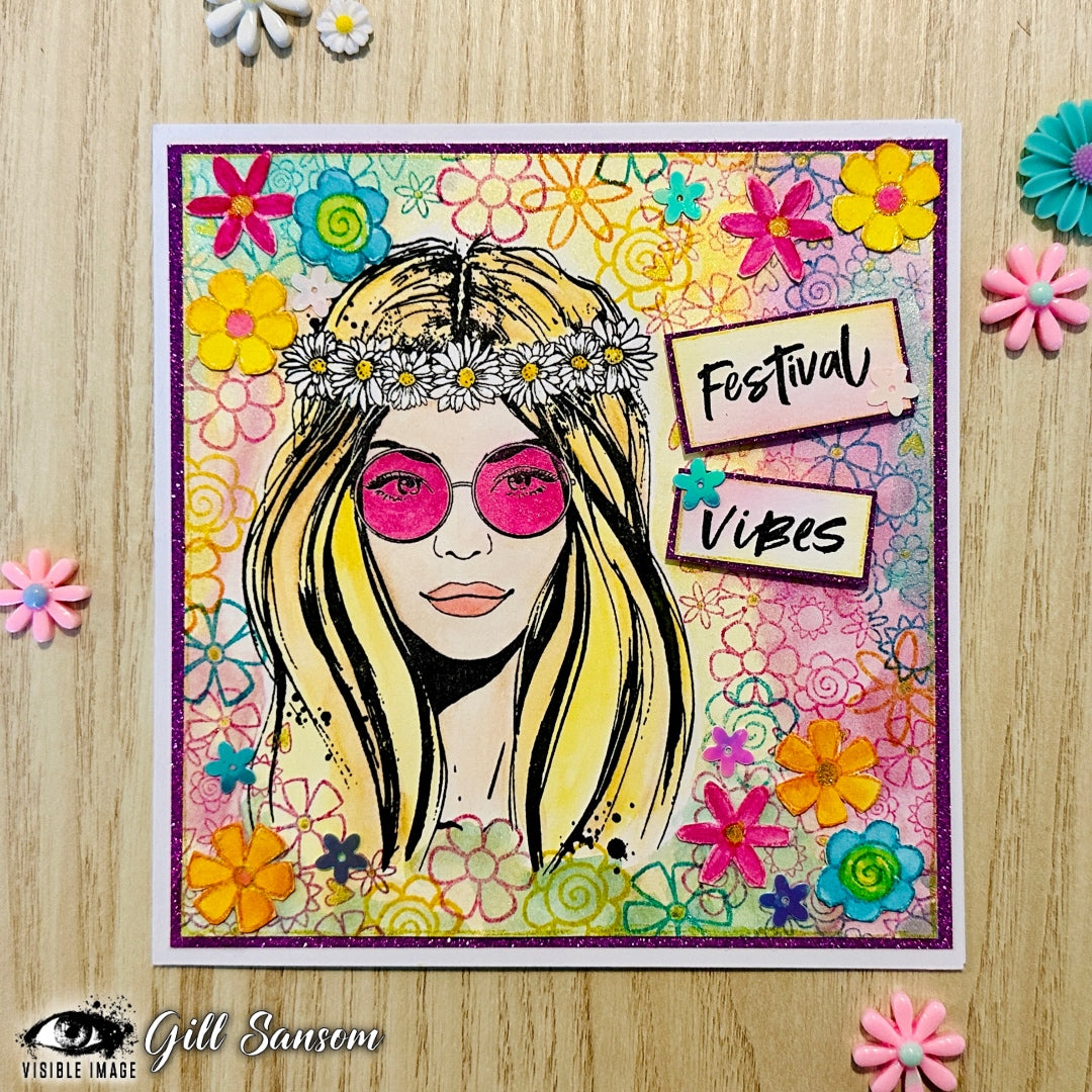 Visible Image Flower Ink Stencil - 6 x6-4