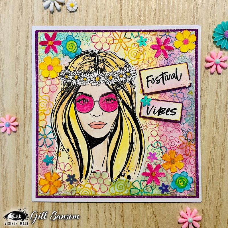 Visible Image Flower Ink Stencil - 6 x6-4