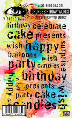 Visible Image Grunge Birthday Words - A6 Stamp Set-1