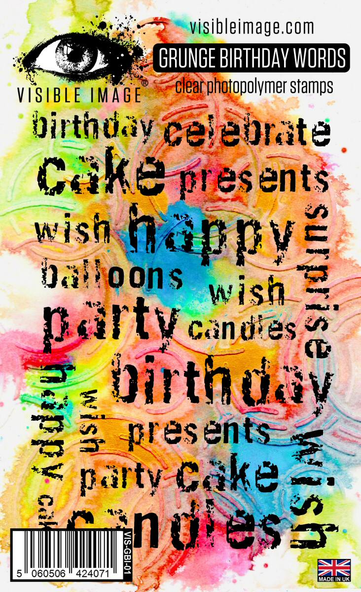 Visible Image Grunge Birthday Words - A6 Stamp Set-1